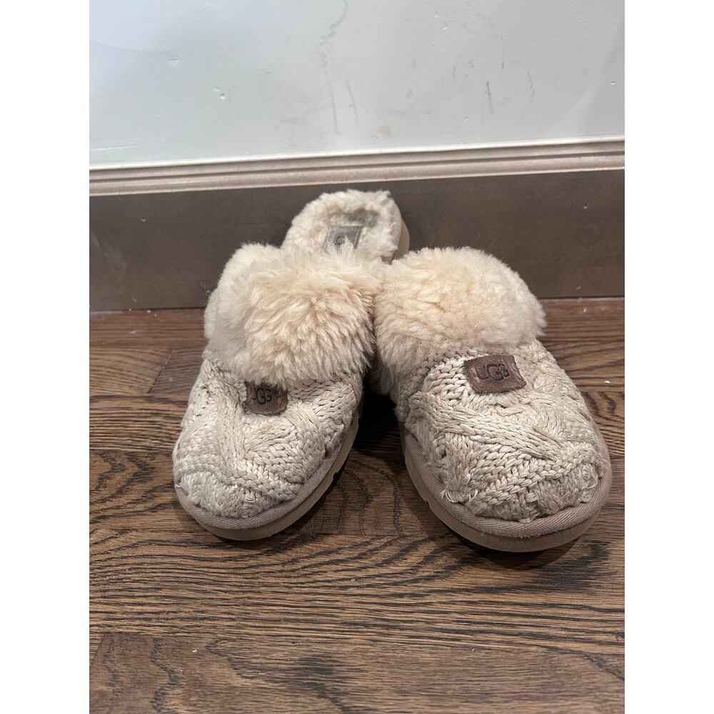 UGG Cream Knit Shearling Lined Slipper Clogs